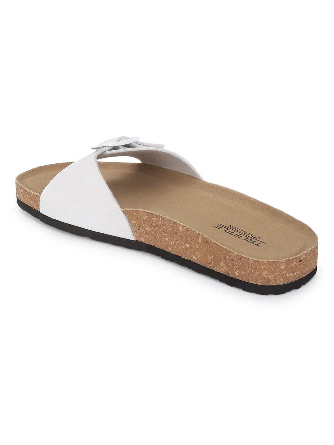 White PU Cork-Latex Footbed Flats (TC-100505-WHT)