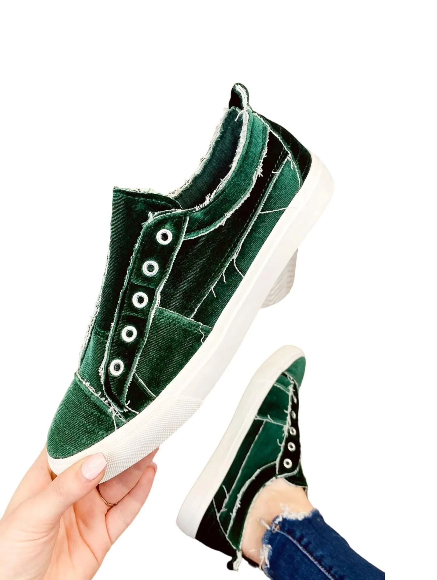 Women's Babalu Sneakers In Green Velvet