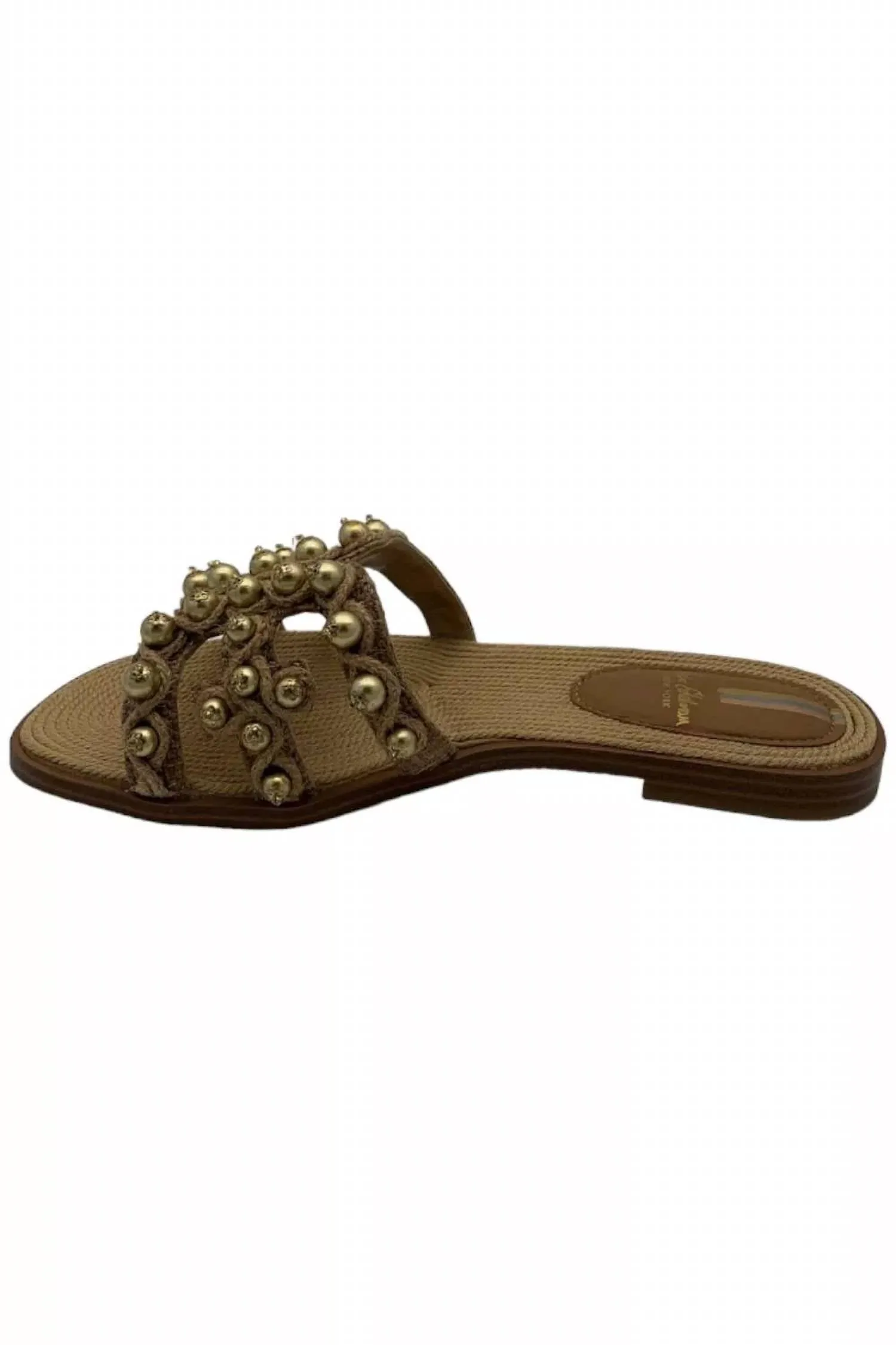 Women's Bay Soleil Flats Sandals In Cuoio/gold