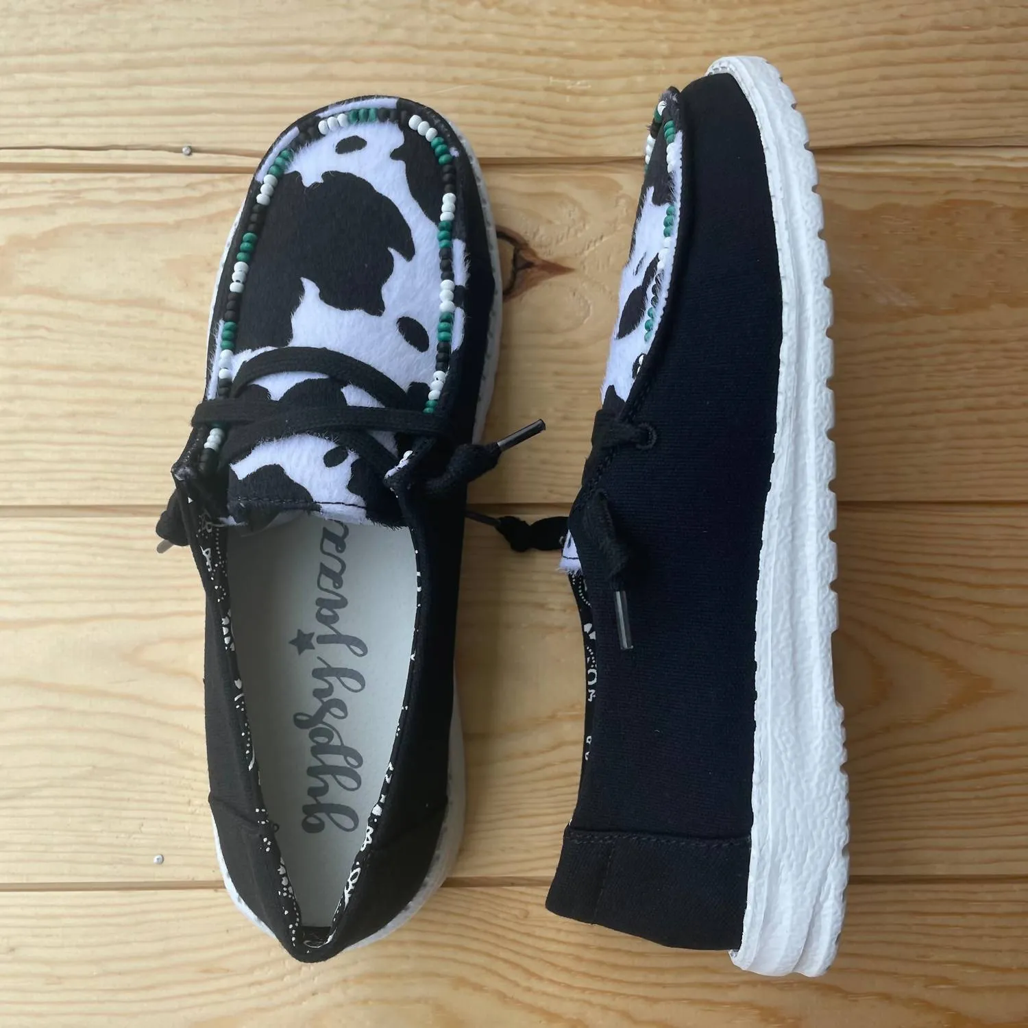 Women's Clarissa Cow Slip-On Shoes In Black/white