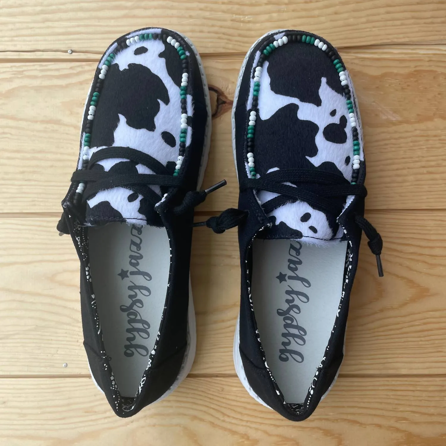Women's Clarissa Cow Slip-On Shoes In Black/white