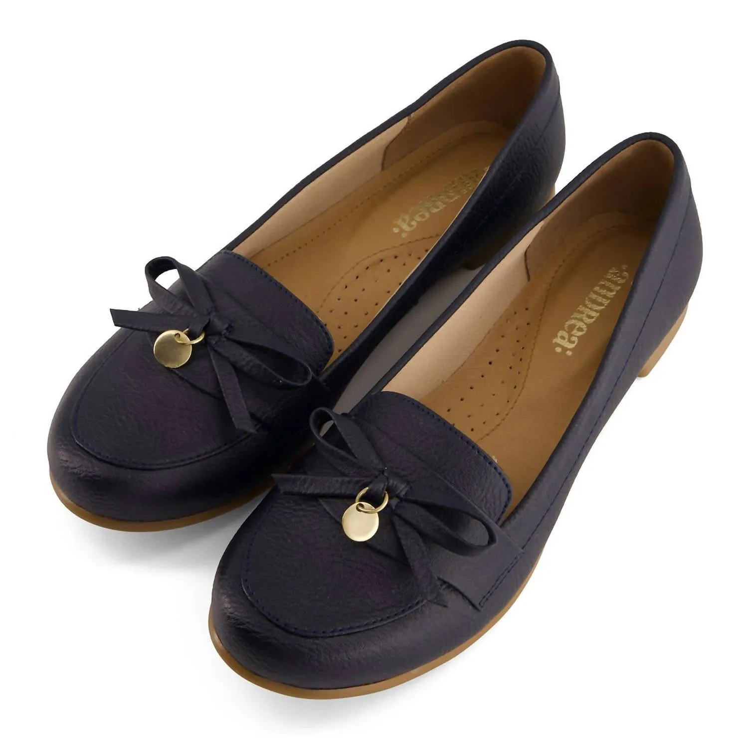 Women's Classic Flats With Bow In Navy