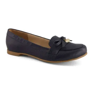 Women's Classic Flats With Bow In Navy