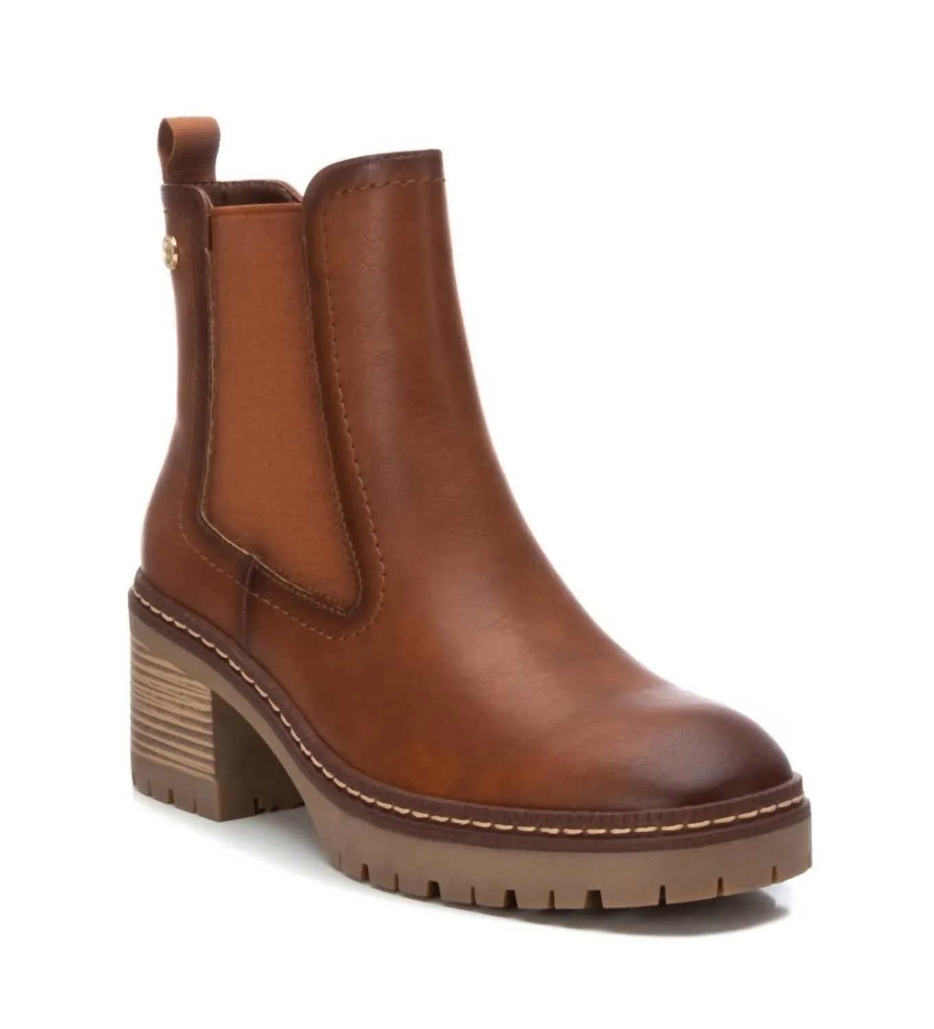 Women's Faux Leather Booties In Camel