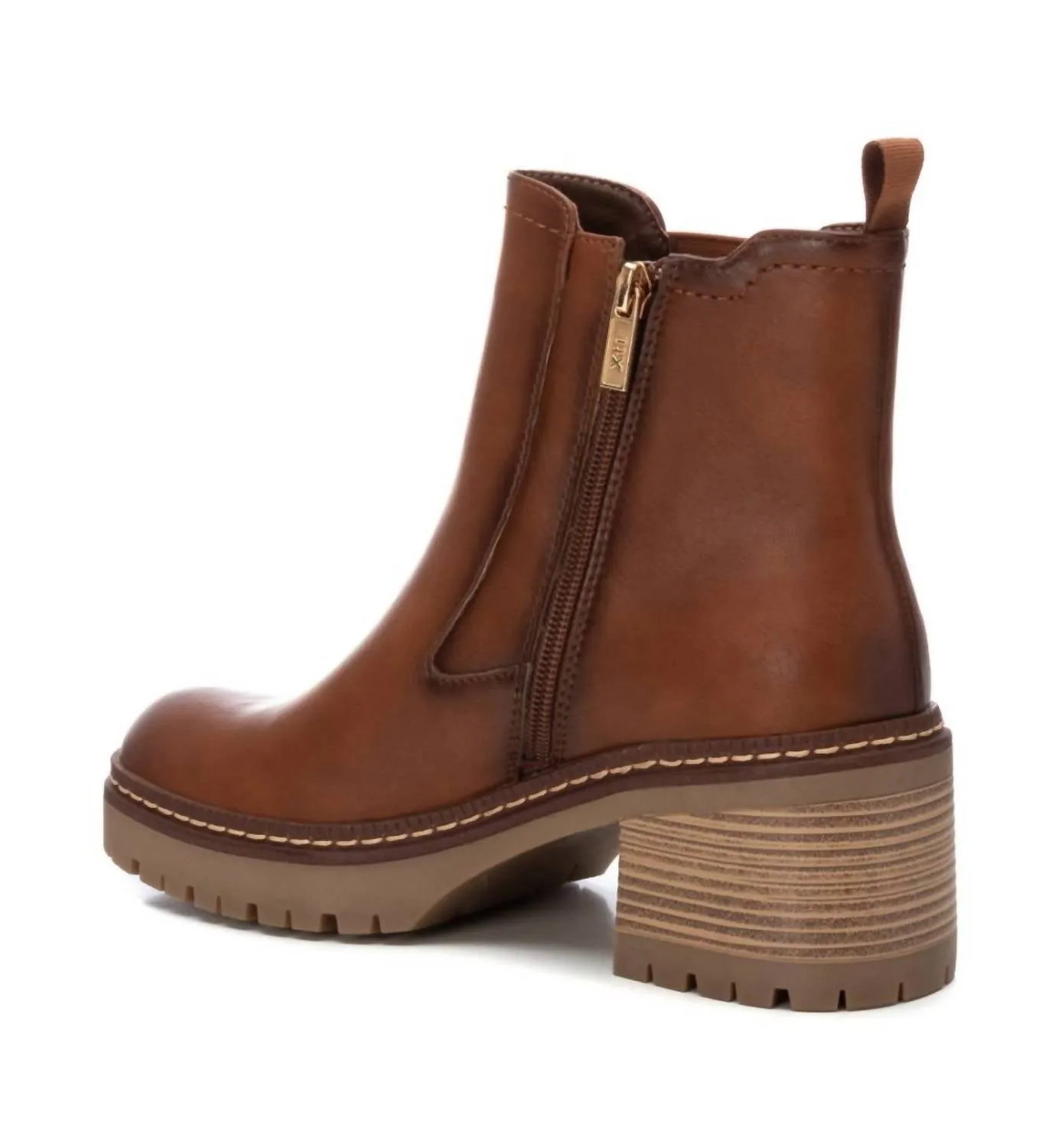 Women's Faux Leather Booties In Camel
