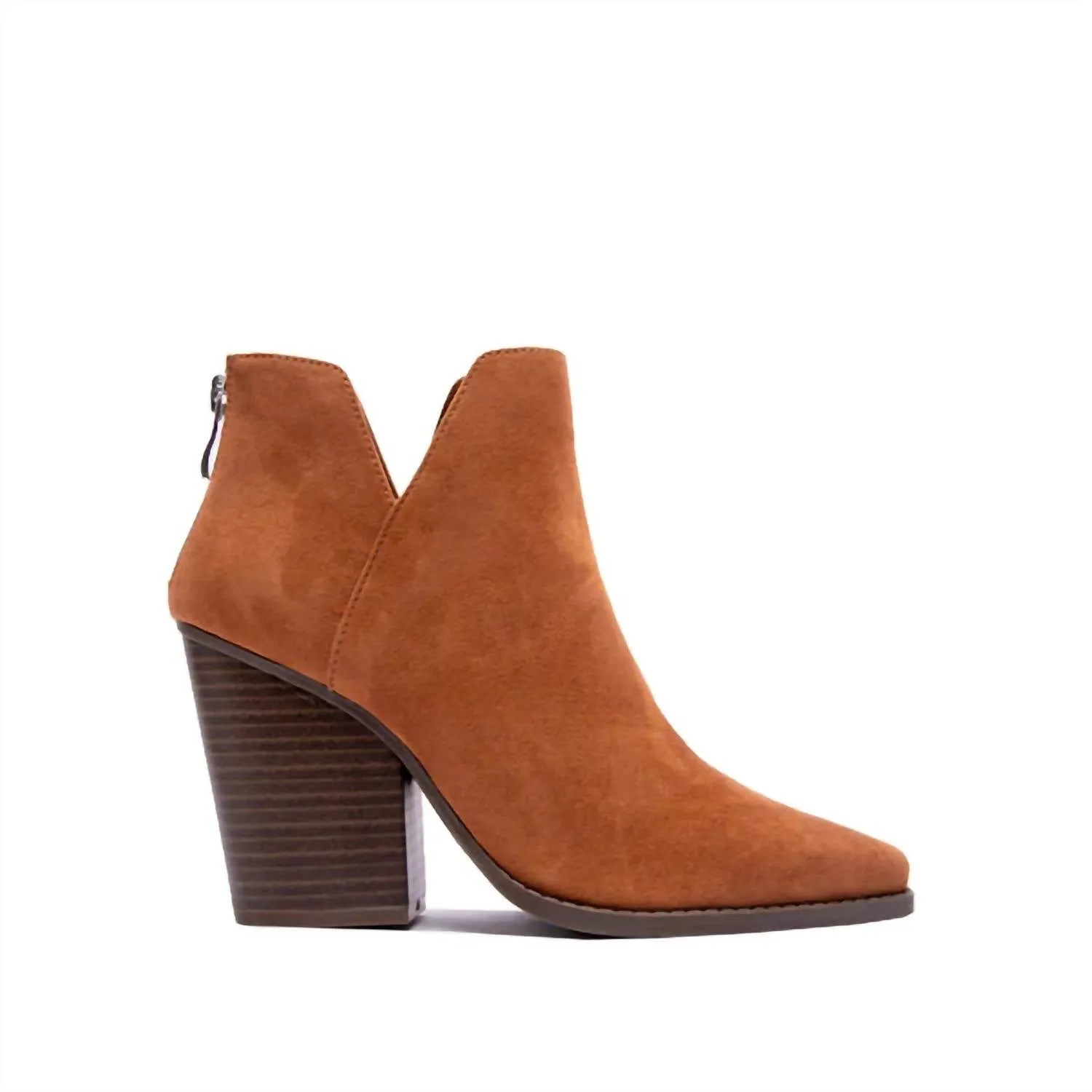 Women's Faux Suede Bootie In Camel