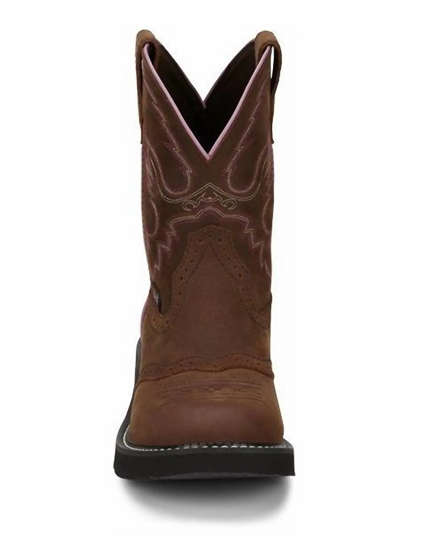 Women's Gypsy Gemma Rustic Aged Bark Round Toe Western Boots - Medium Width In Brown/pink