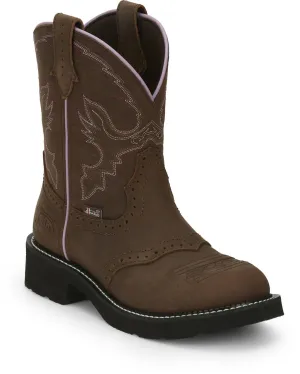 Women's Gypsy Gemma Rustic Aged Bark Round Toe Western Boots - Medium Width In Brown/pink