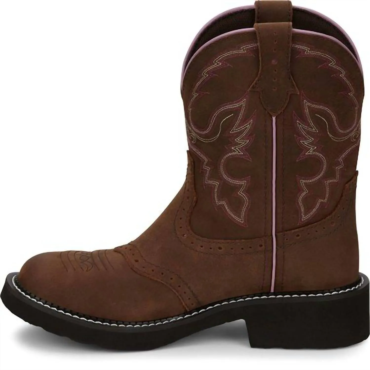 Women's Gypsy Gemma Rustic Aged Bark Round Toe Western Boots - Medium Width In Brown/pink