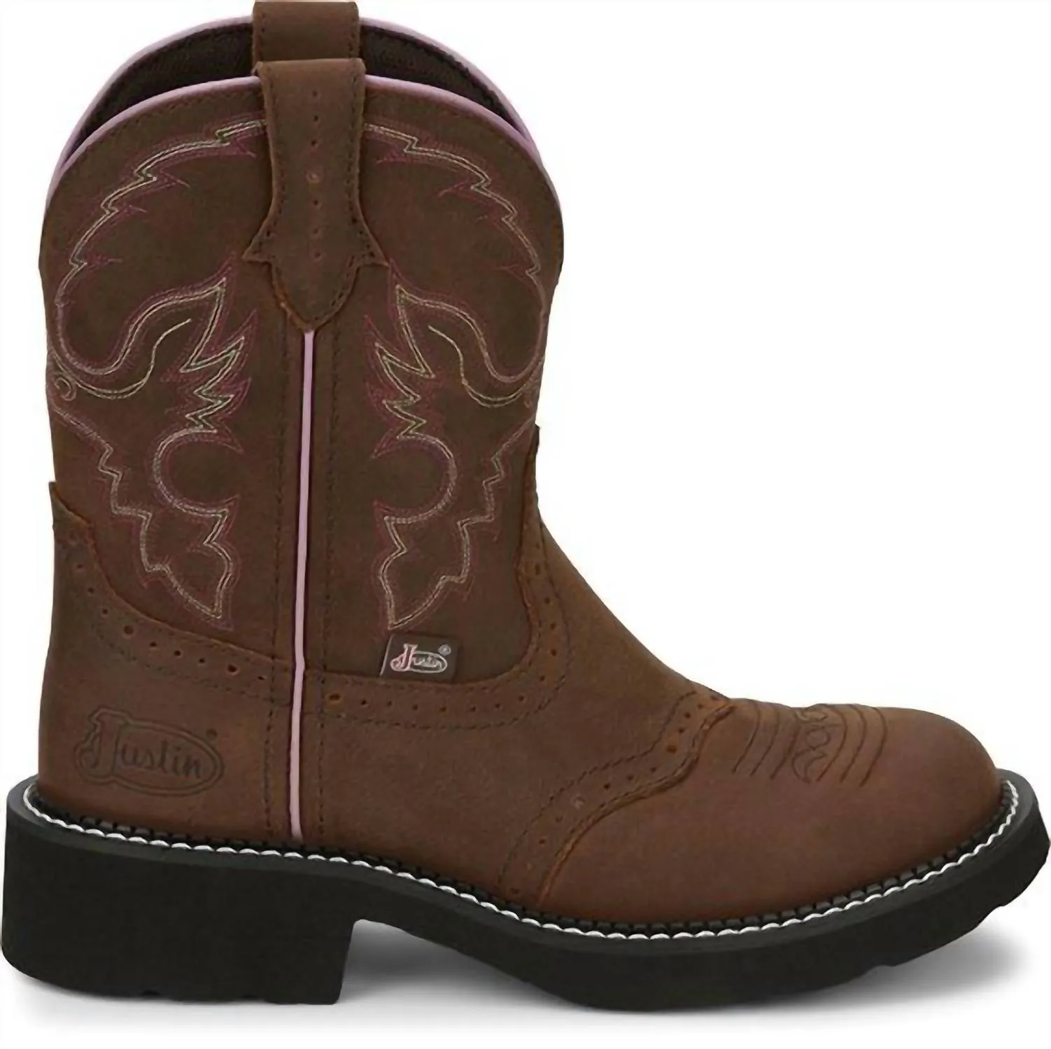 Women's Gypsy Gemma Rustic Aged Bark Round Toe Western Boots - Medium Width In Brown/pink
