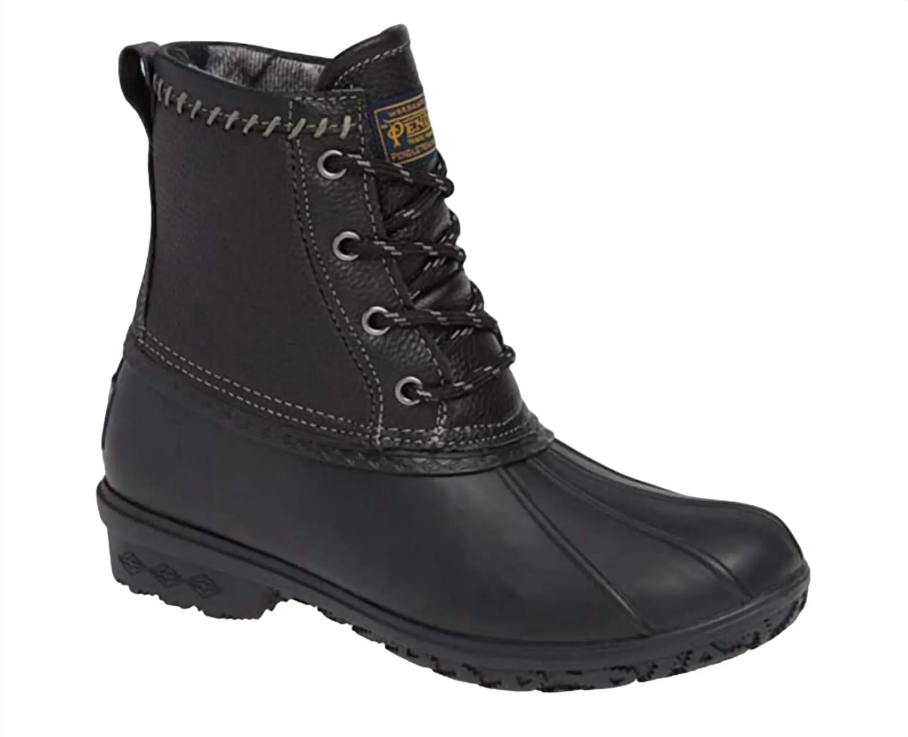 Women's Leather Upper Short Duck Boot In Black