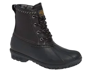 Women's Leather Upper Short Duck Boot In Black