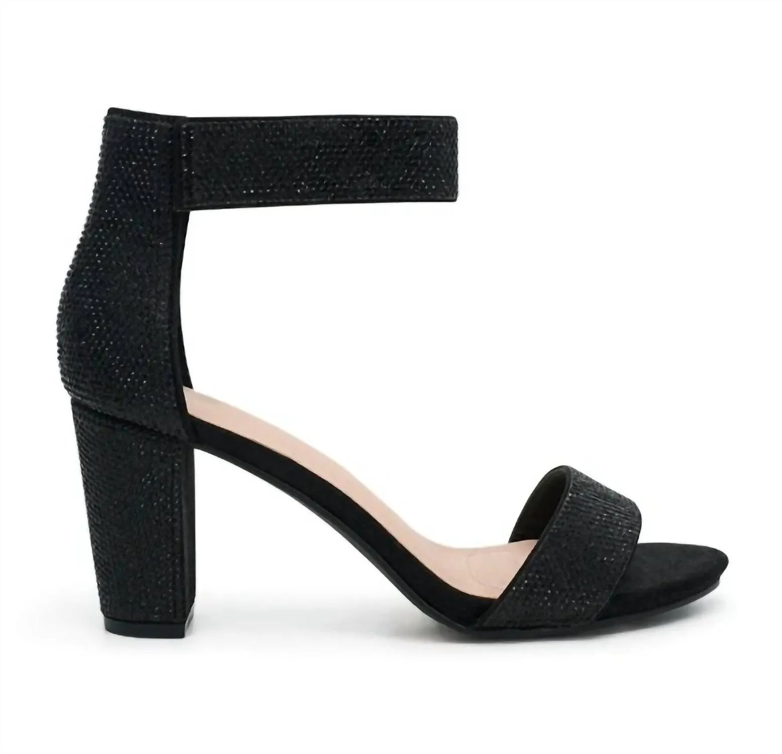 Women's Nicky 4 Velcro Strap Heel In Black Shimmer