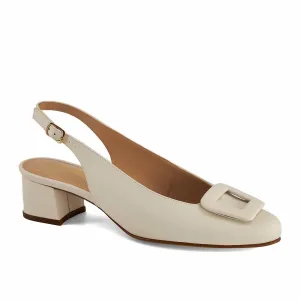 Women's Slingback Low Heel Pumps In Beige