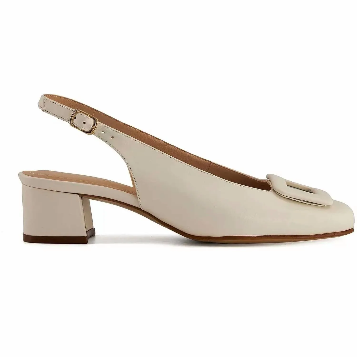Women's Slingback Low Heel Pumps In Beige