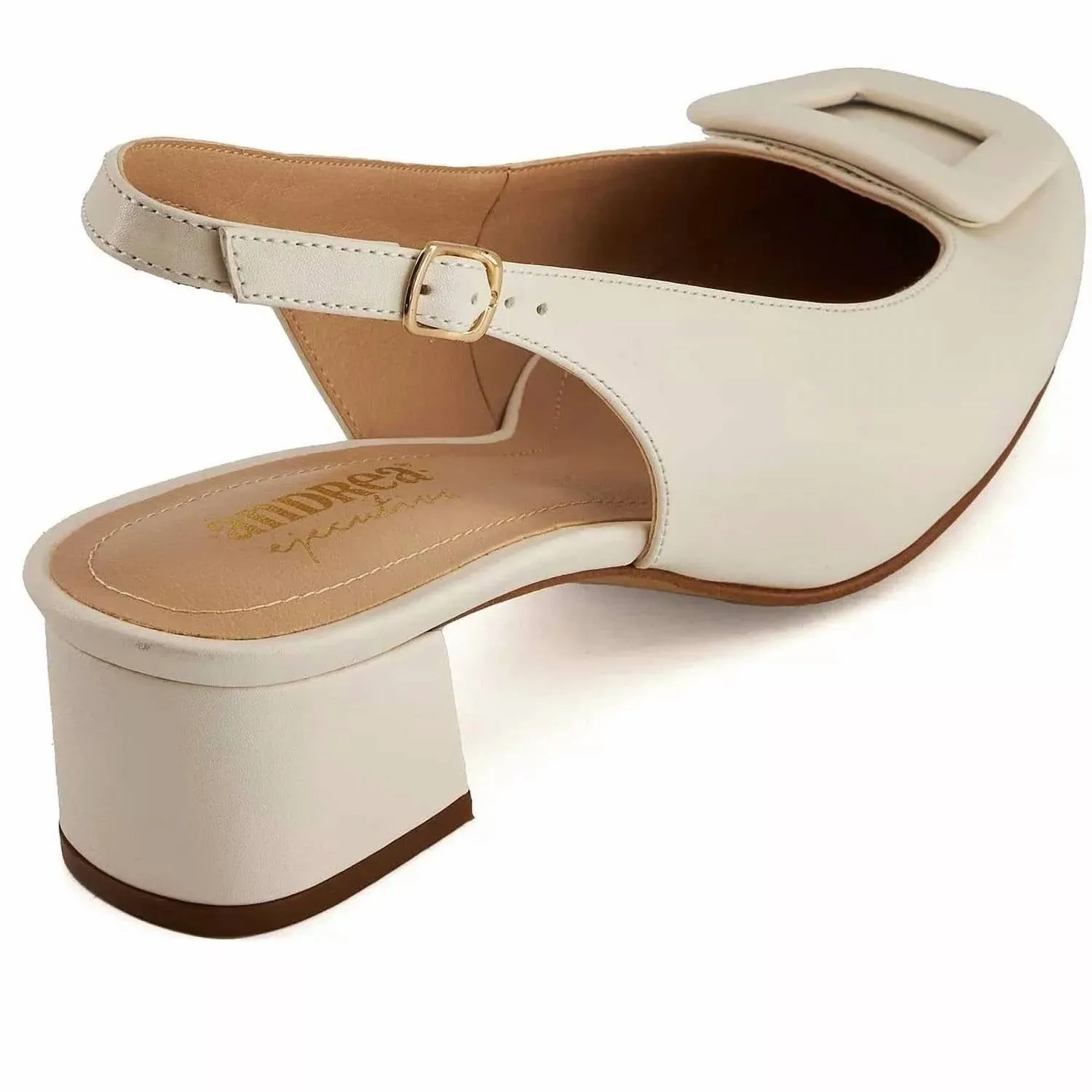 Women's Slingback Low Heel Pumps In Beige