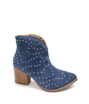 Women's Twilight Studded Heeled Ankle Boot In Denim