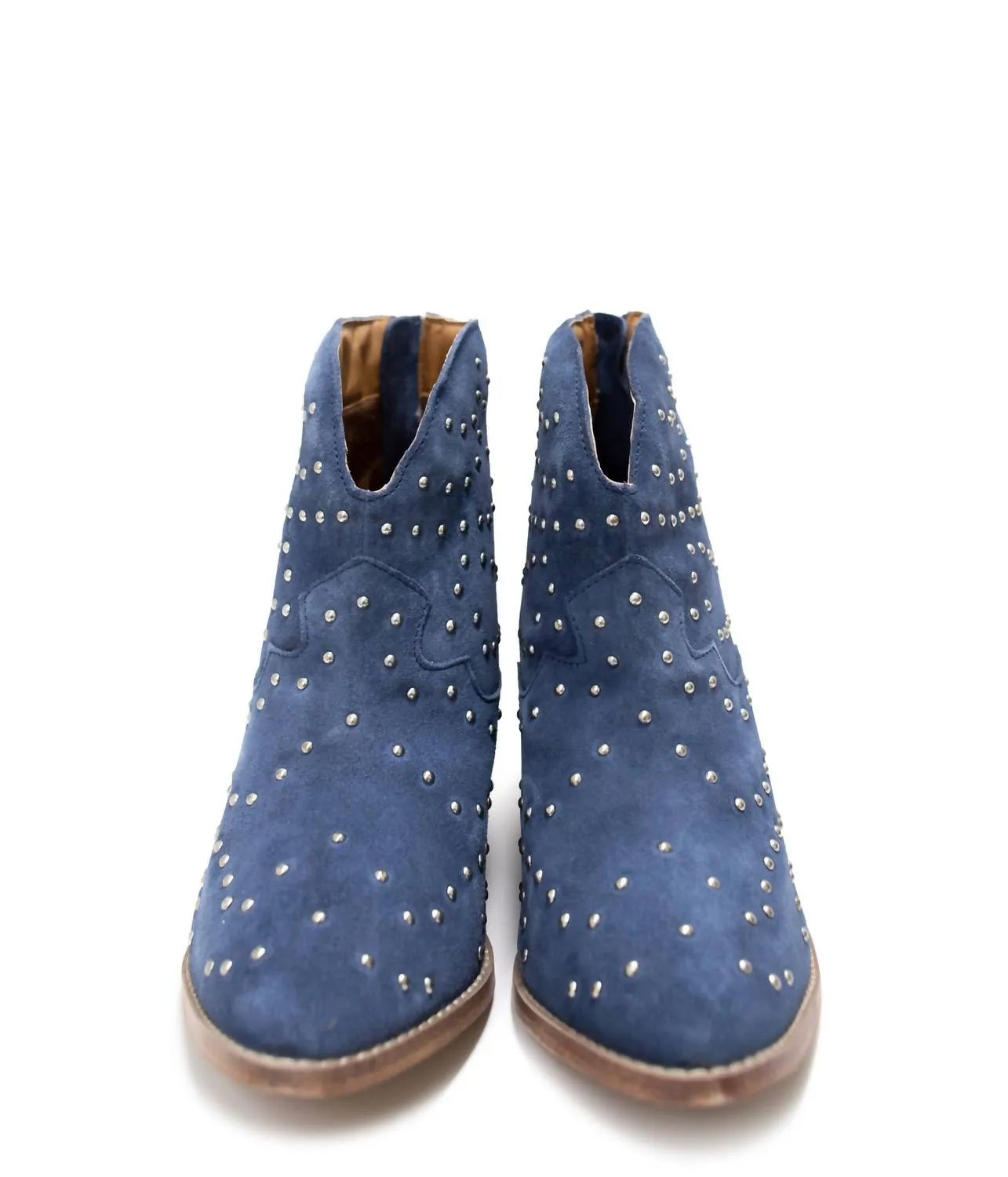 Women's Twilight Studded Heeled Ankle Boot In Denim