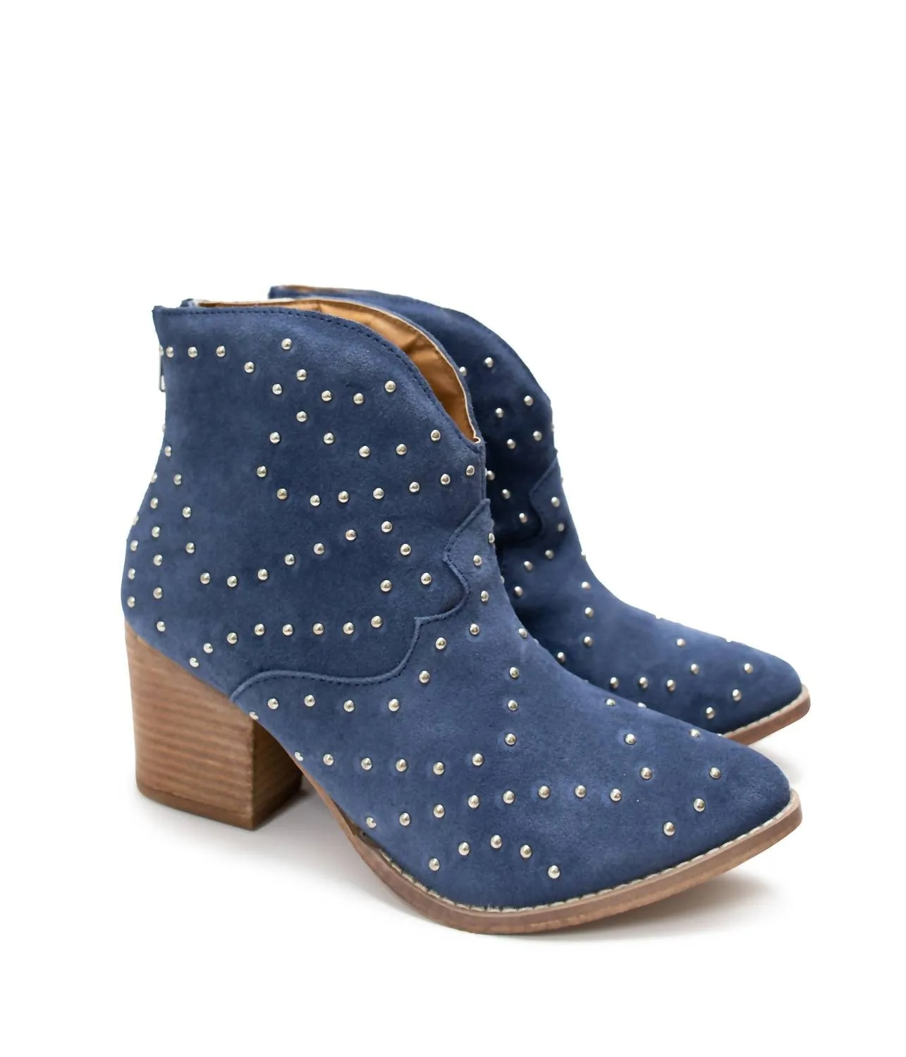 Women's Twilight Studded Heeled Ankle Boot In Denim